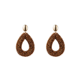 Go Dutch Label oorbellen | full-on beads drop coffee goud