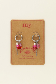 My Jewellery oorbellen mystic met gekleurde steentjes en parel goud