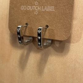 Go Dutch Label oorbellen | hanger vierkant met steentjes zilver