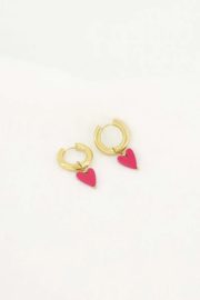 Zusss mooimakers oorbellen met hartje roze rood