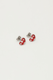 My jewellery oorbellen studs art hart rood zilver