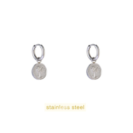 Go Dutch Label oorbellen Coin Hoop zilver