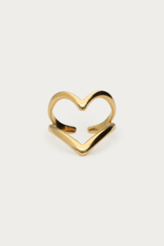 My jewellery Bold statement ring met groot open hart goud verstelbaar