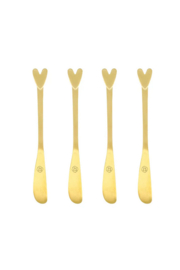 Zusss set van 4 mesjes hartje goud