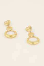 My Jewellery oorbellen | dubbele ronde statement oorbellen met hart goud