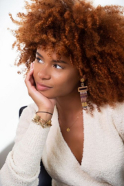 My Jewellery oorbellen | statement oorhangers met bruine Miyuki kralen goud