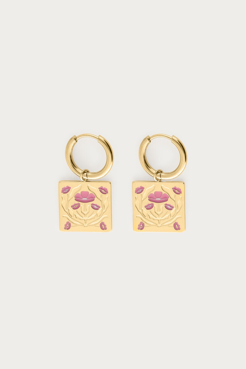 My Jewellery Botanical oorringen met roze bloemen