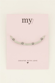 my jewellery armband | platte schakel & bloemen zilver *