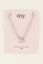 My Jewellery ketting | ketting met strass stenen & slotje zilver