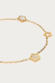 My Jewellery Dubbel enkelbandje met parelmoer bloemen goud
