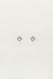 My jewellery oorbellen studs vierkant strass zilver