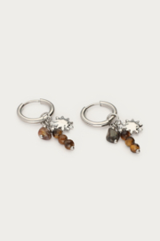 My Jewellery Oorringen met bruine kralen en zon