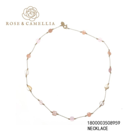 rose en camellia ketting amber