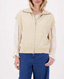 zusss mouwloos vestje met rits beige