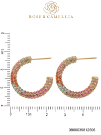 rose en camellia oorbellen strass gekleurd