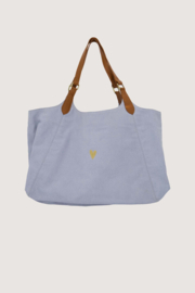 zusss love tote bag met leren details sky blue