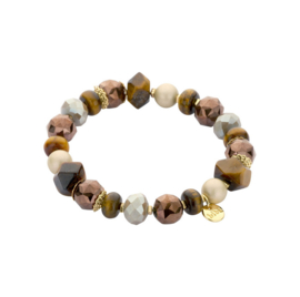 biba armband crystal en natuursteen kralen bruin