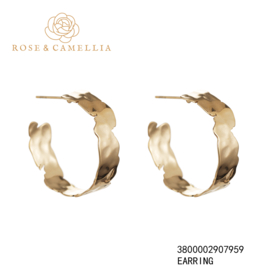 rose en camellia oorbellen onregelmatige platte hoop