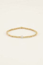 My Jewellery armband | stretch armband met strass bolletje goud