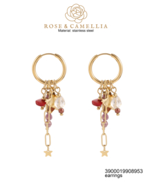 rose en camellia oorbellen rood