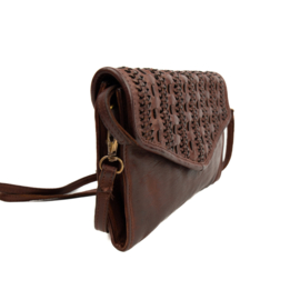Bear Design gevlochten enveloptasje 'Betsy' | cognac