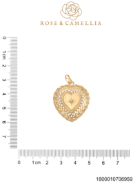 rose en camellia bedel hart met steentje