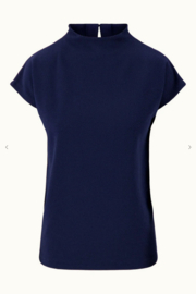 zusss top met aangeknipte mouw in structuur materiaal summer navy
