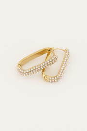 My Jewellery oorbellen | rechthoekige oorhangers met strass stenen goud
