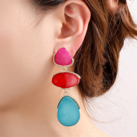 Go Dutch Label oorbellen Pop of colour Dangle - 14K + pink