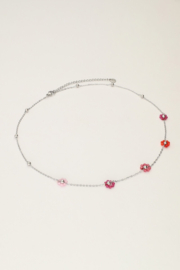 My jewellery Sunrocks minimalistische ketting met roze bloemetjes zilver