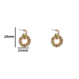 Go Dutch Label oorbellen | small beads circle olive mix
