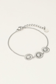 My Jewellery armband | drie zonnebloemen zilver