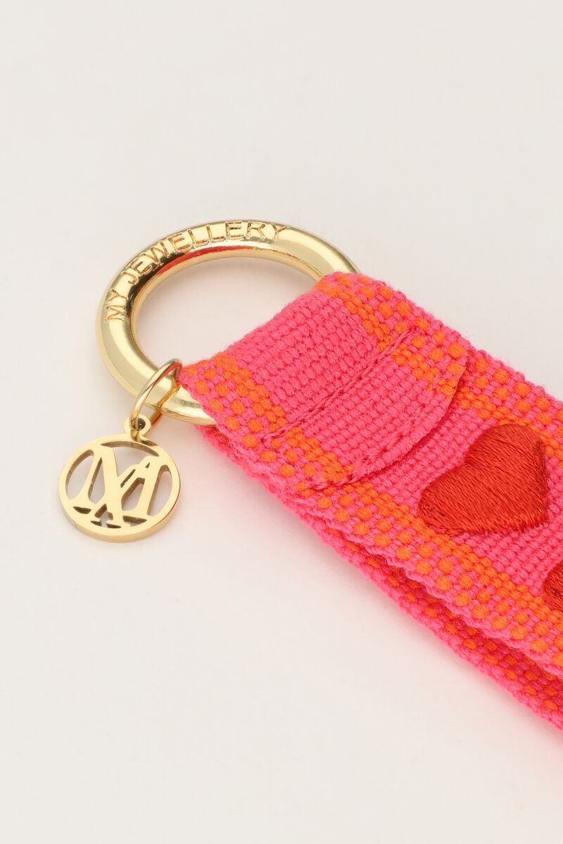 My jewellery Roze sleutelhanger met hartjes