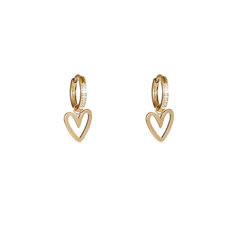 Go Dutch Label oorbel met hart en strass