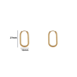 Go Dutch Label oorbellen | oval hoop 2,5 x 26 mm goud