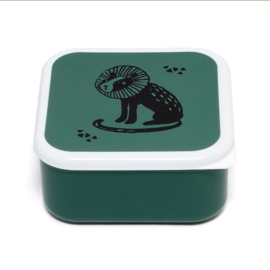 Petit Monkey lunchbox set | black animals sage