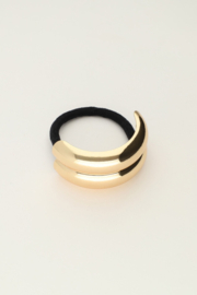 My jewellery haarelastiek dubbele goudkleurige curve