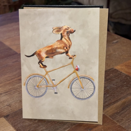 east end prints teckel op fiets