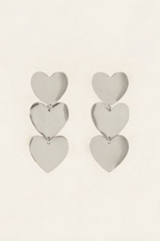 My Jewellery oorbellen | statement oorhangers drie hartjes zilver