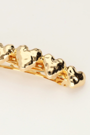 My Jewellery Goudkleurige haarspeld met vijf hartjes