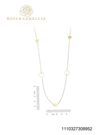 rose en camellia ketting harten