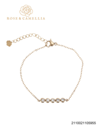 rose en camellia armband met 5 steentjes