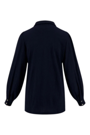 zusss blouse in crinkle stof donkerblauw