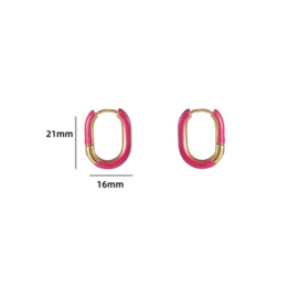 Go Dutch Label oorbellen | emaille ovaal pink goud