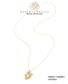 rose en camellia ketting met hart