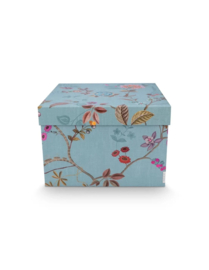Pip Studio Blooming Tales Set/2 Opbergdozen Vierkant Blauw-Khaki