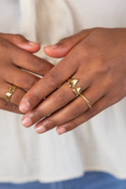 My jewellery Bold ring met twee hartjes goud verstelbaar