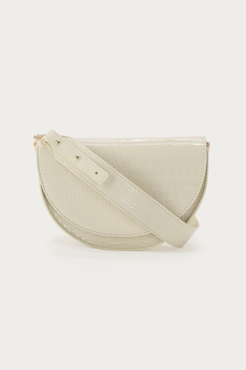 My Jewellery Witte half ronde schoudertas met crocoprint
