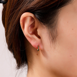 Go Dutch Label oorbellen Sparkle Hoop - 10mm - 14K + black