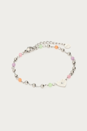 MyJewellery Armband met hartje & gekleurde kralen zilver